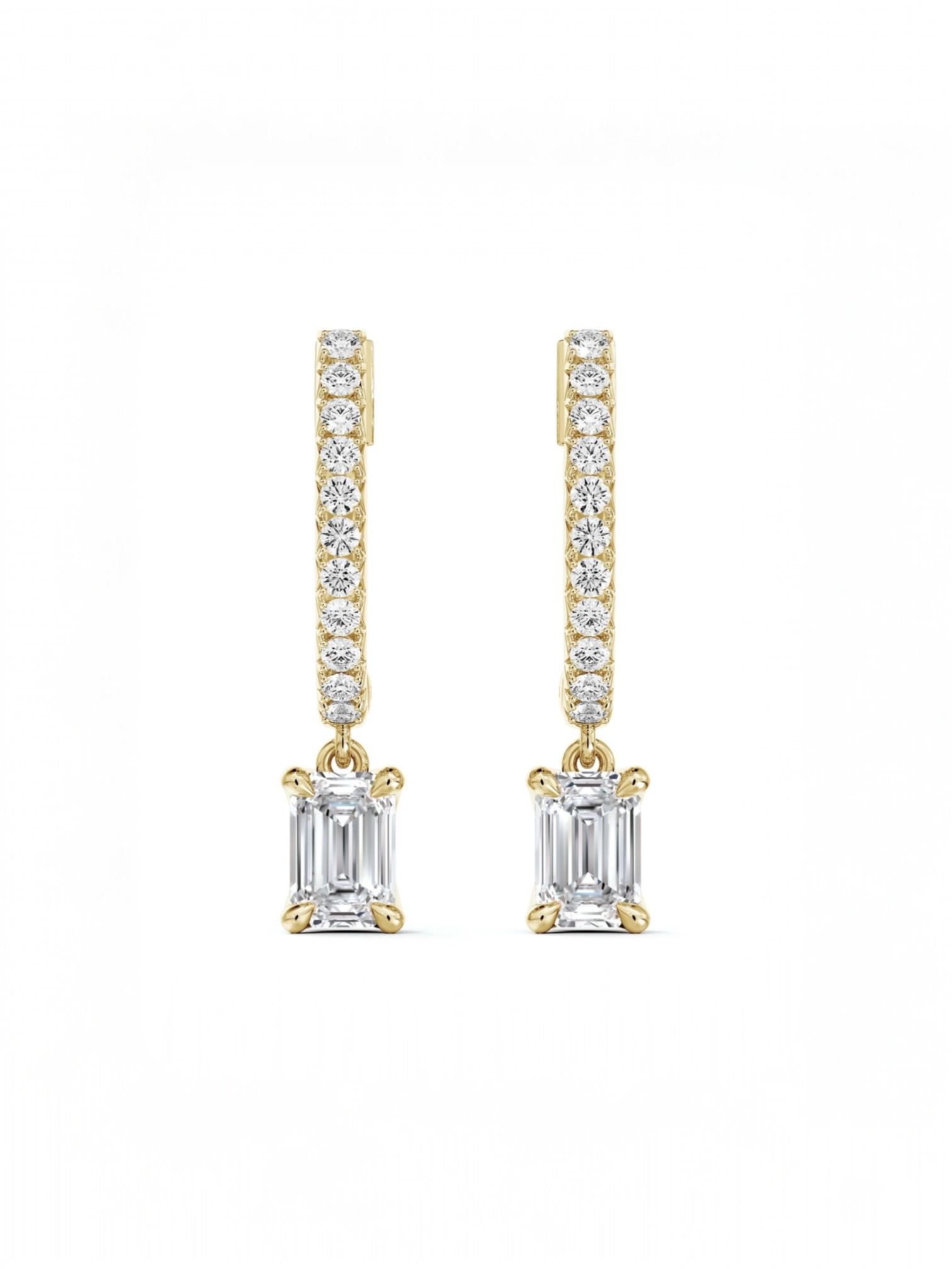 Emerald cut hoop earrings