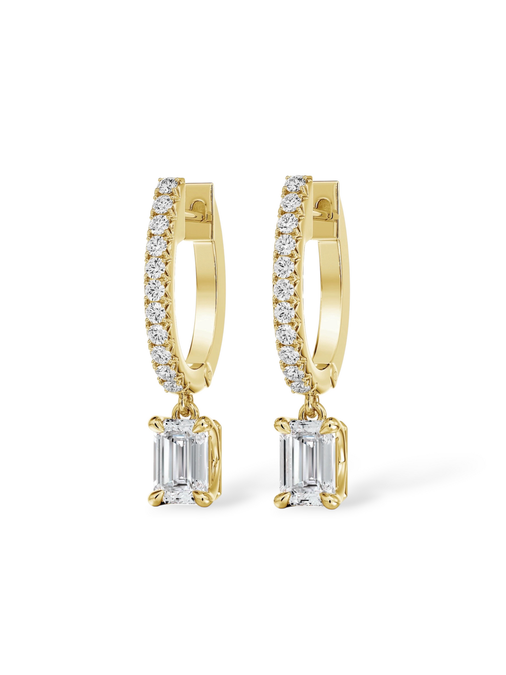 Emerald cut hoop earrings