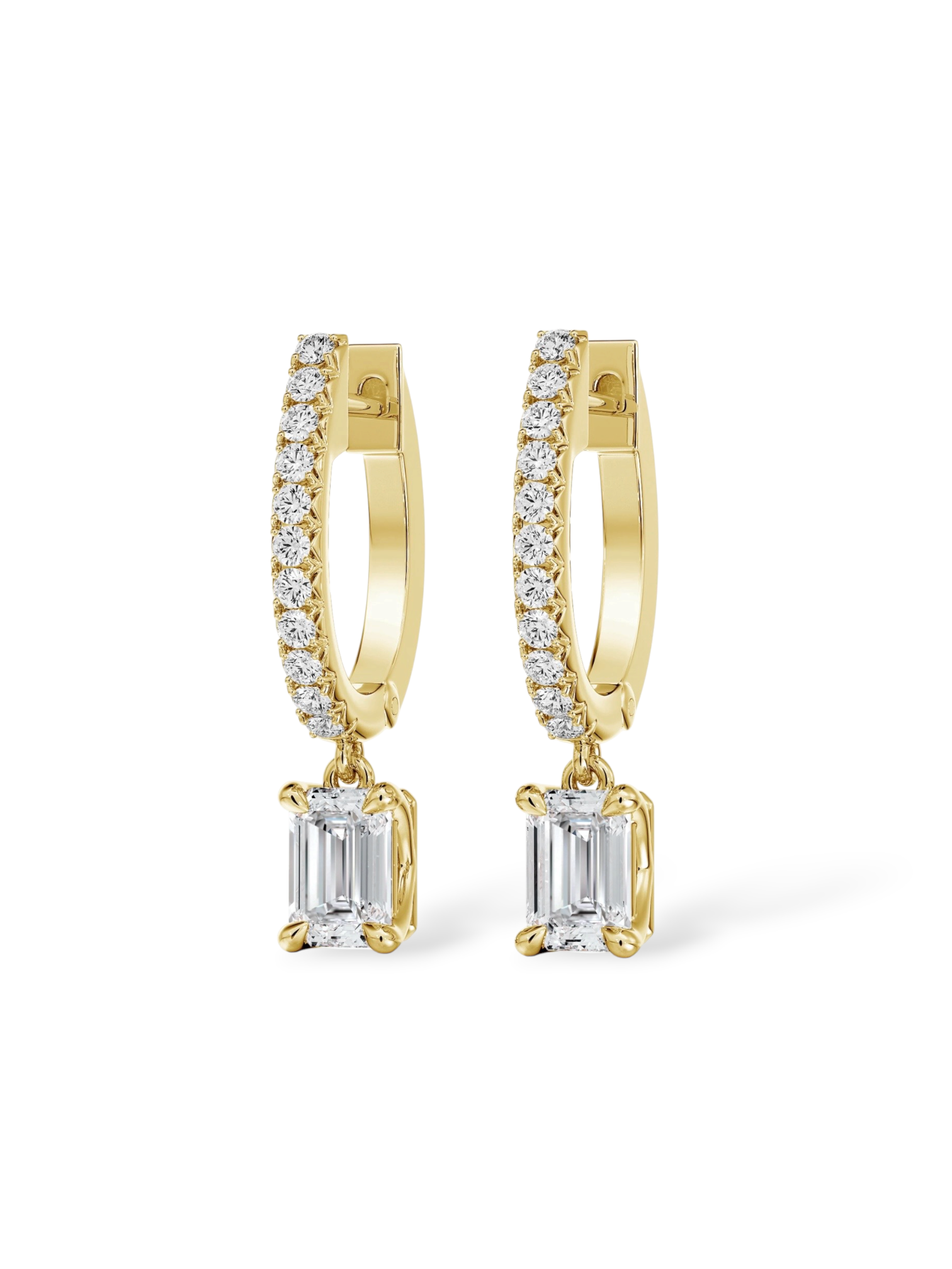 Emerald cut hoop earrings