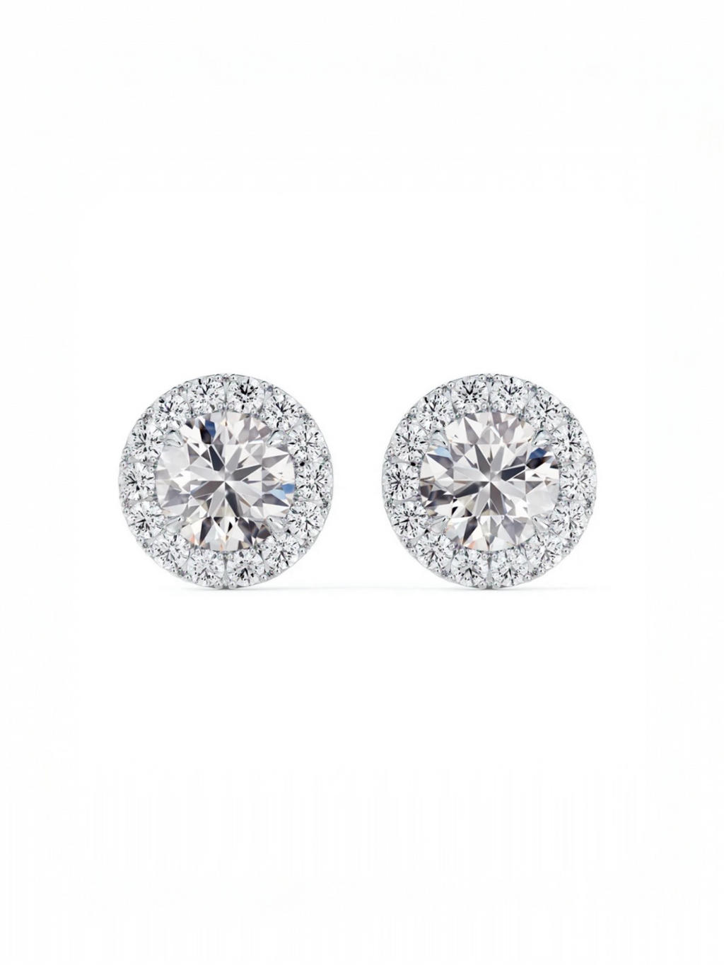 Round Halo Solitaire stud earrings