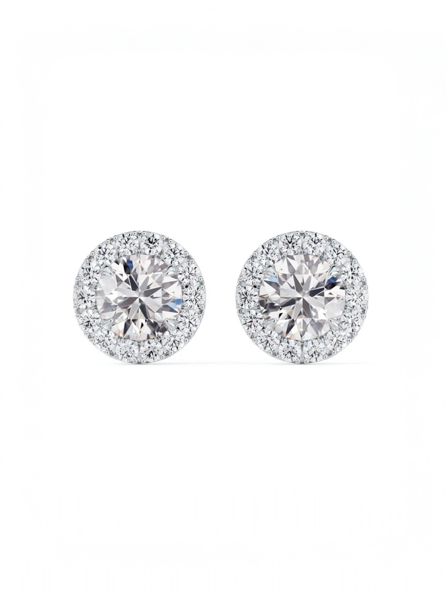 Round Halo Solitaire stud earrings