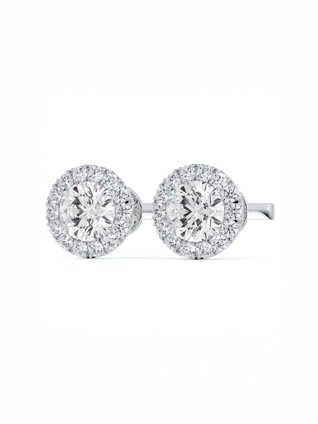 Round Halo Solitaire stud earrings