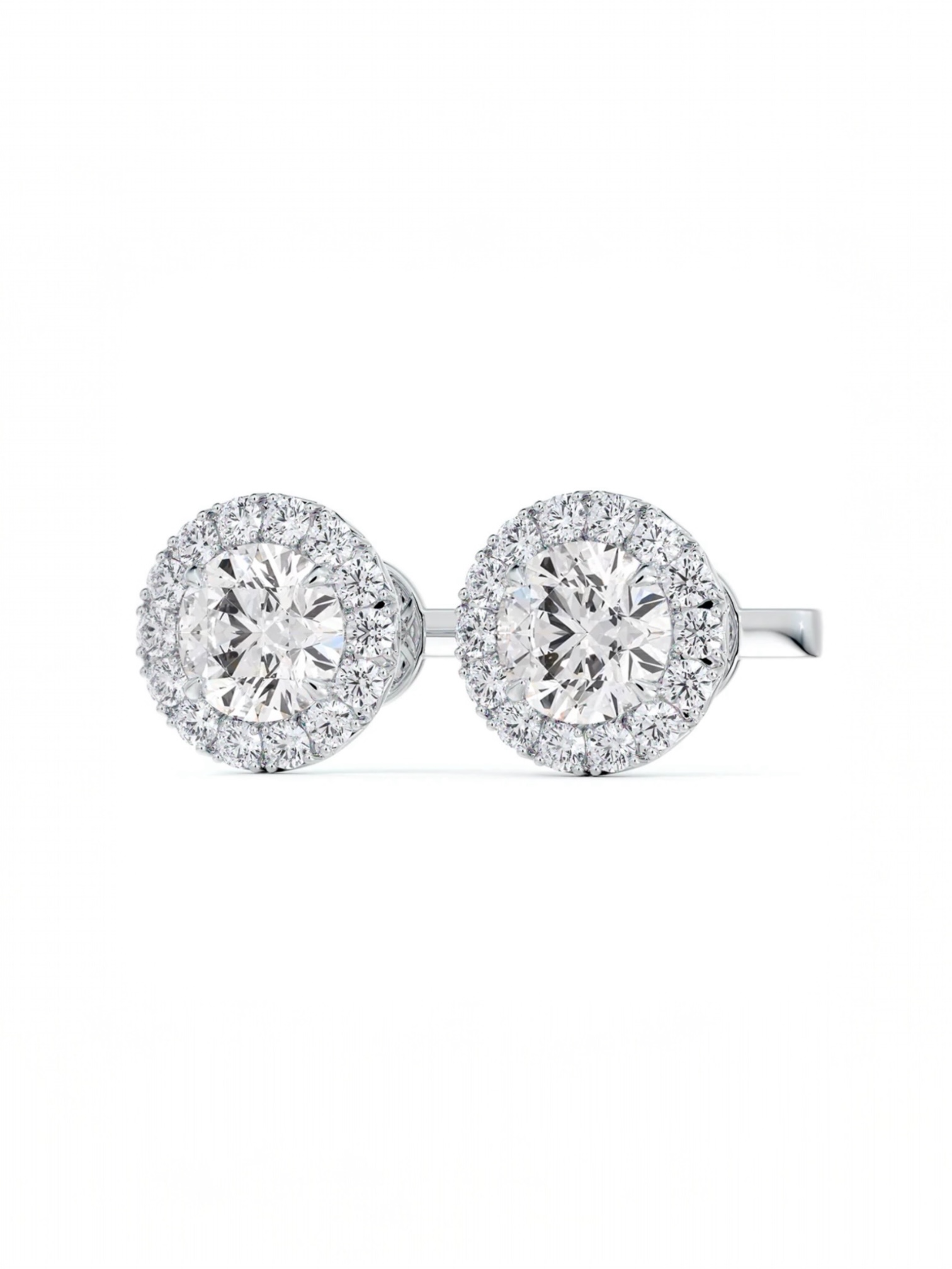 Round Halo Solitaire stud earrings