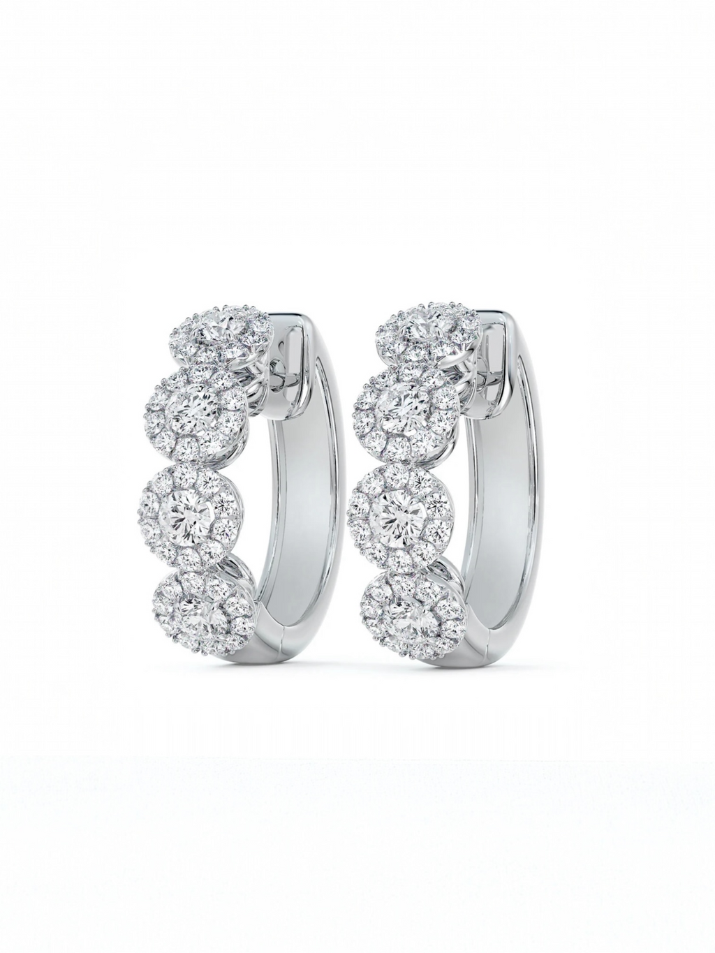 Round Halo Hoop earrings
