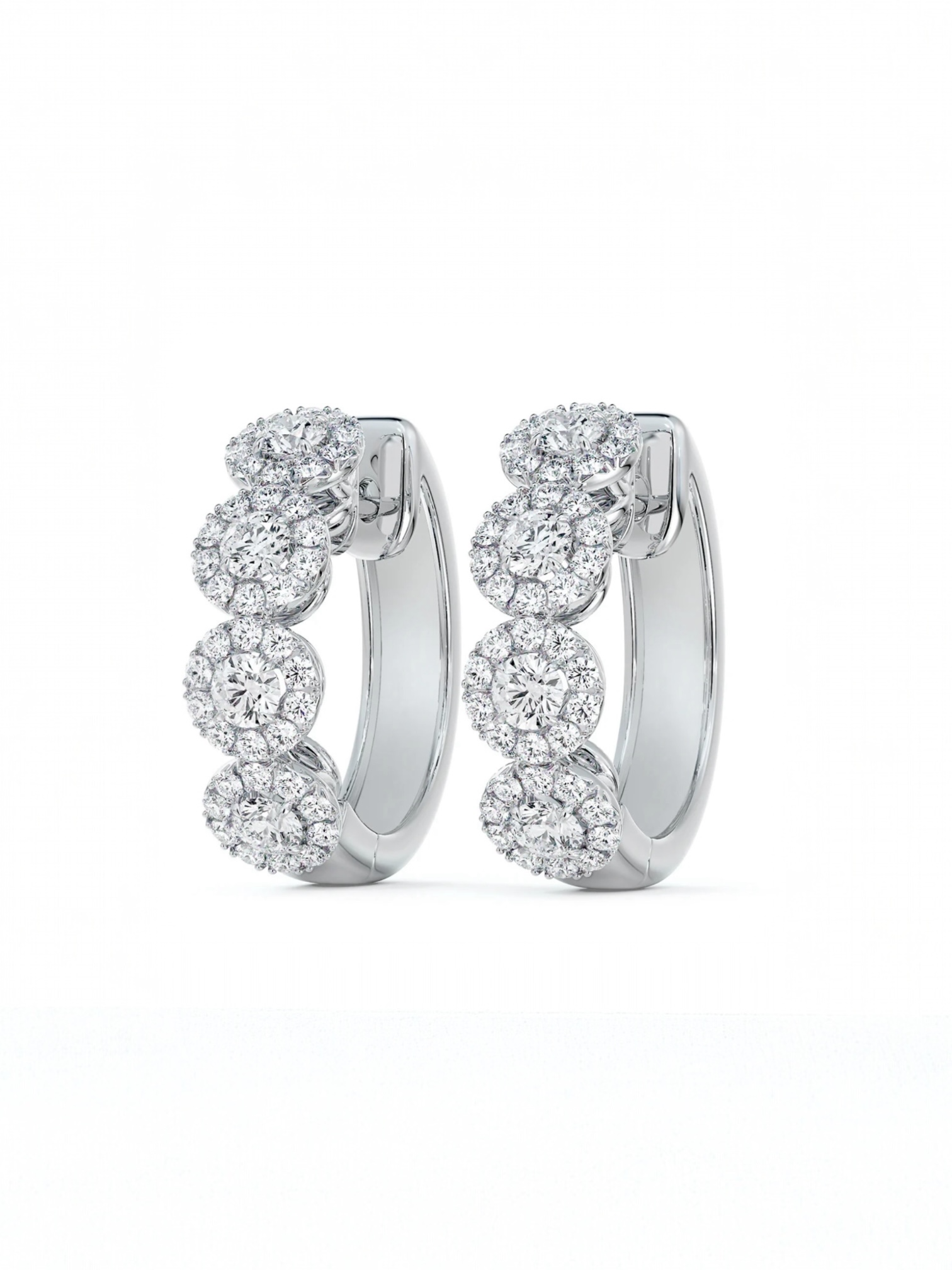 Round Halo Hoop earrings