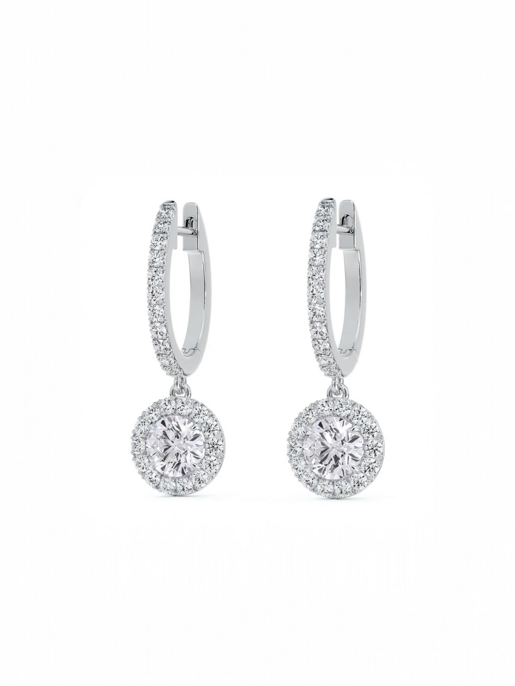 Round Halo Drop earrings
