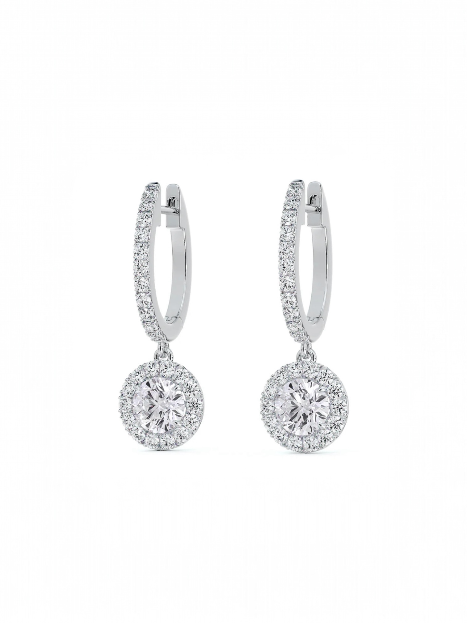 Round Halo Drop earrings