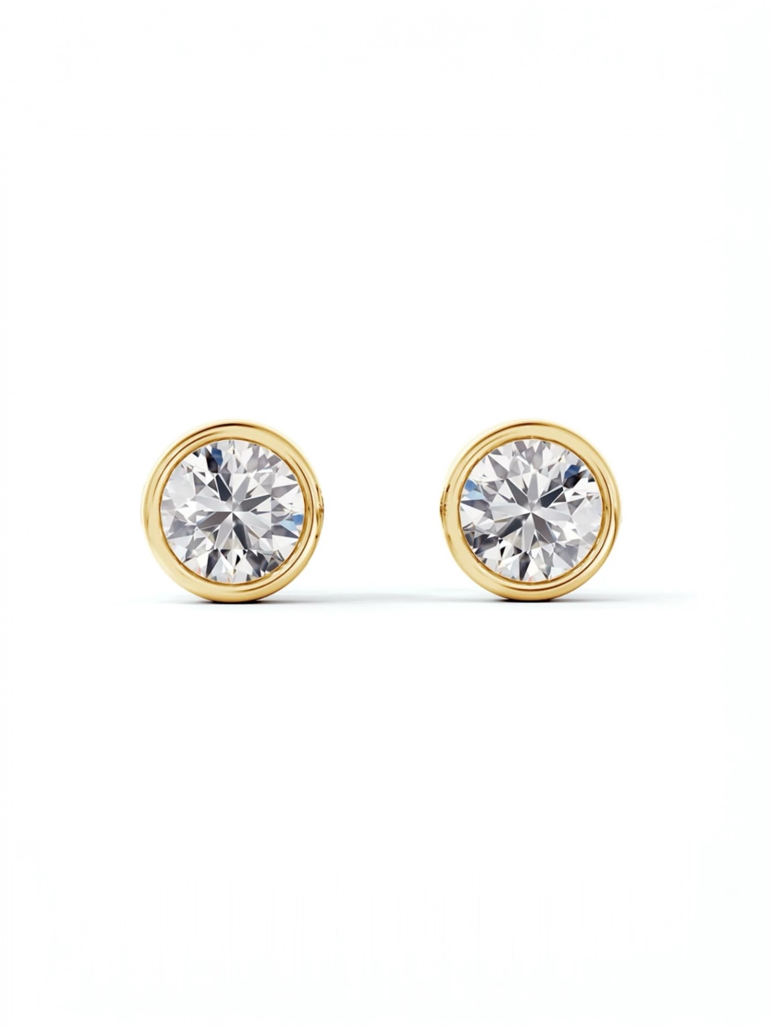 Round Solitaire Bezel set earring