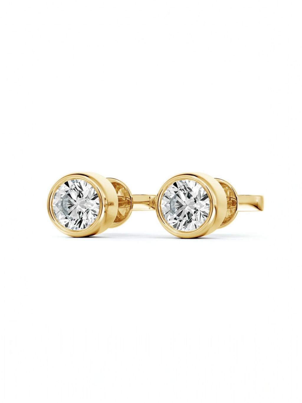 Round Solitaire Bezel set earring
