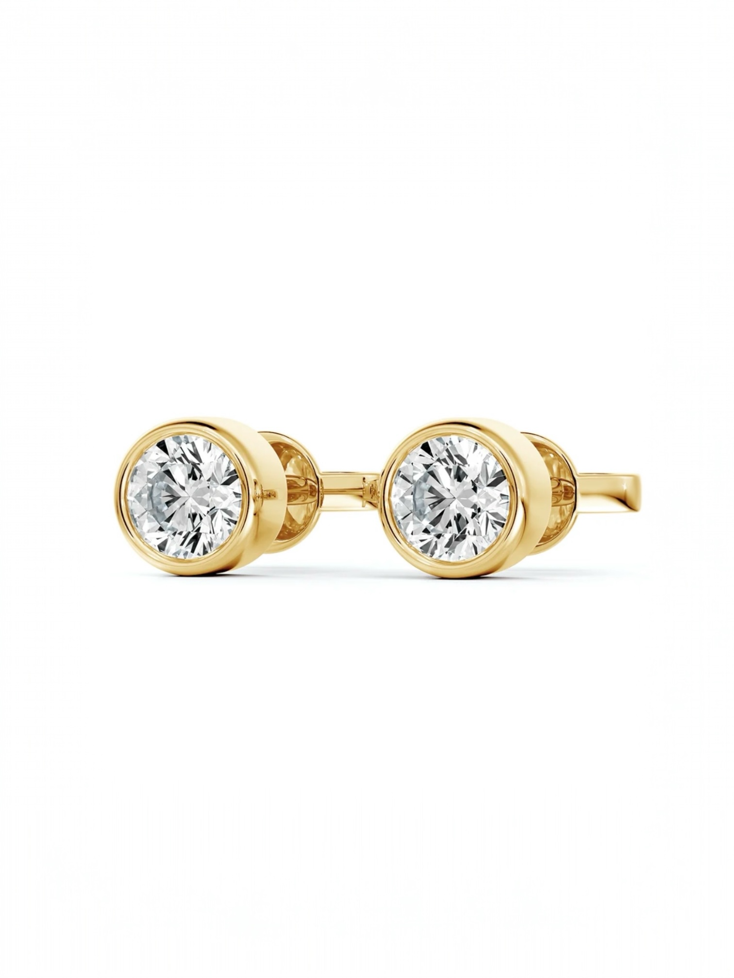 Round Solitaire Bezel set earring