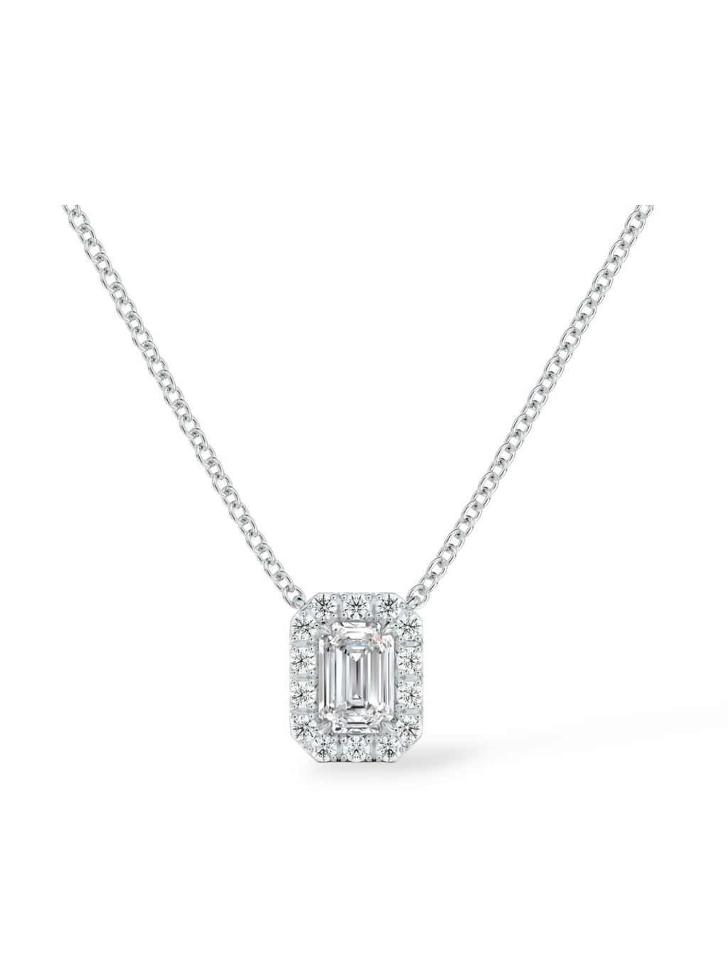 Emerald Cut Halo pendant
